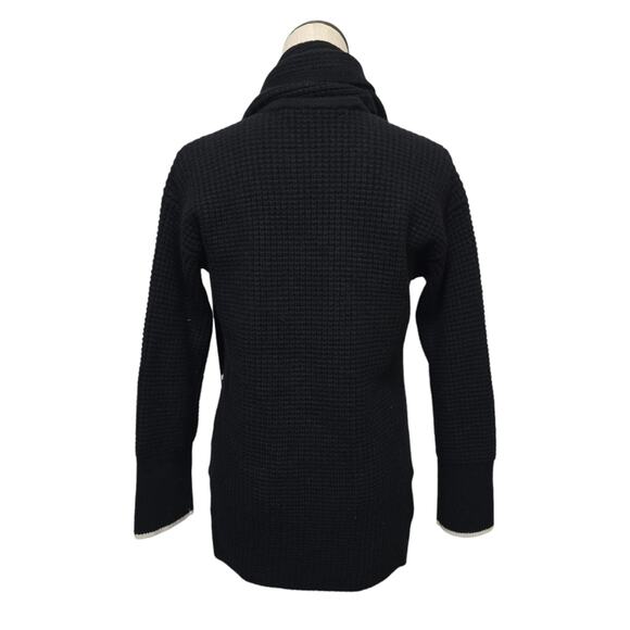 NWT‎ Madewell Black Combo Knit Cardigan Jacket Merino with Scarf Size XXS NT607 - Picture 3 of 11